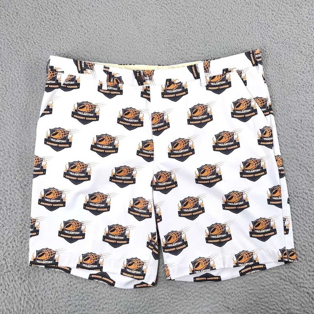 Loudmouth Shorts Mens 2XL 43 White Tailgating Against Cancer Golf Chino Print
